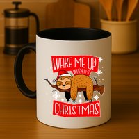Wake Me Up When It's Christmas Funny Sloth Mug
