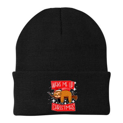 Wake Me Up When It's Christmas Funny Sloth Beanie