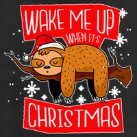 Wake Me Up When It's Christmas Funny Sloth Crop Fleece Hoodie