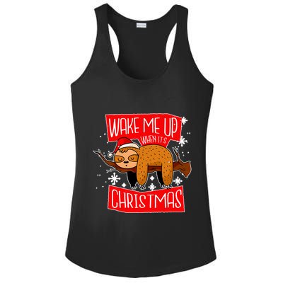 Wake Me Up When It's Christmas Funny Sloth Ladies PosiCharge Competitor Racerback Tank