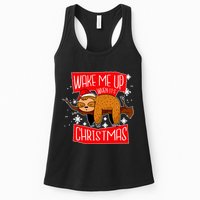 Wake Me Up When It's Christmas Funny Sloth Womens Tank Top