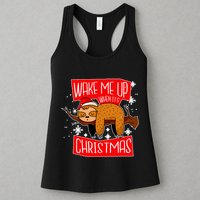 Wake Me Up When It's Christmas Funny Sloth Womens Tank Top