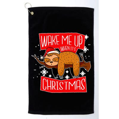 Wake Me Up When It's Christmas Funny Sloth Golf Towel