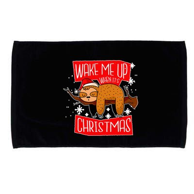 Wake Me Up When It's Christmas Funny Sloth Microfiber Hand Towel