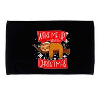 Wake Me Up When It's Christmas Funny Sloth Microfiber Hand Towel