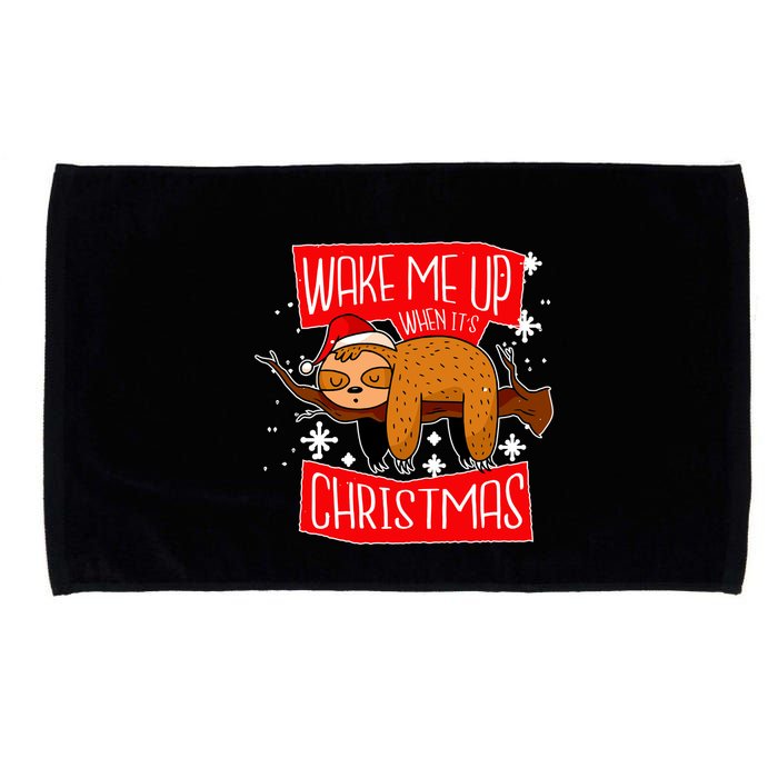 Wake Me Up When It's Christmas Funny Sloth Microfiber Hand Towel