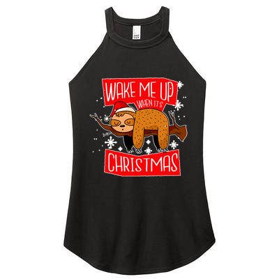 Wake Me Up When It's Christmas Funny Sloth Women's Perfect Tri Rocker Tank