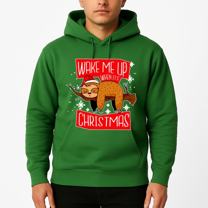 Wake Me Up When It's Christmas Funny Sloth Hoodie