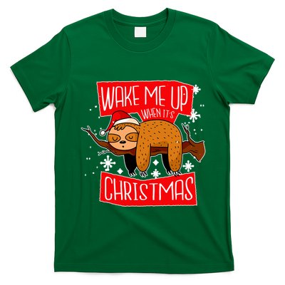 Wake Me Up When It's Christmas Funny Sloth T-Shirt