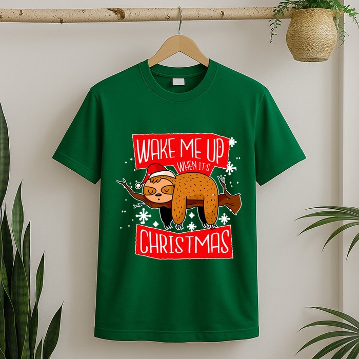 Wake Me Up When It's Christmas Funny Sloth T-Shirt