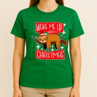 Wake Me Up When It's Christmas Funny Sloth T-Shirt