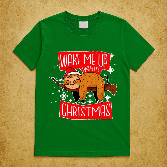 Wake Me Up When It's Christmas Funny Sloth T-Shirt