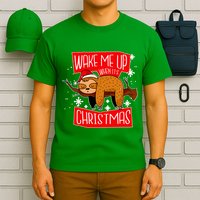 Wake Me Up When It's Christmas Funny Sloth T-Shirt