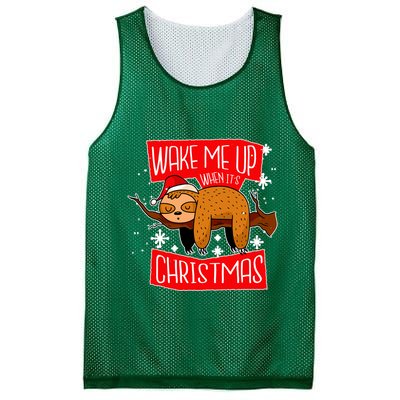 Wake Me Up When It's Christmas Funny Sloth Mesh Reversible Basketball Jersey Tank
