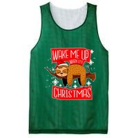 Wake Me Up When It's Christmas Funny Sloth Mesh Reversible Basketball Jersey Tank