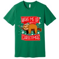 Wake Me Up When It's Christmas Funny Sloth Premium T-Shirt