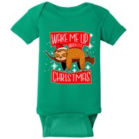 Wake Me Up When It's Christmas Funny Sloth Baby Bodysuit