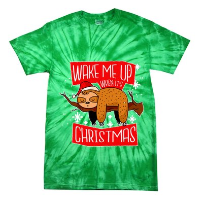 Wake Me Up When It's Christmas Funny Sloth Tie-Dye T-Shirt