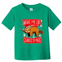 Wake Me Up When It's Christmas Funny Sloth Toddler T-Shirt