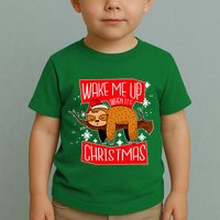 Wake Me Up When It's Christmas Funny Sloth Toddler T-Shirt