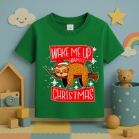 Wake Me Up When It's Christmas Funny Sloth Toddler T-Shirt