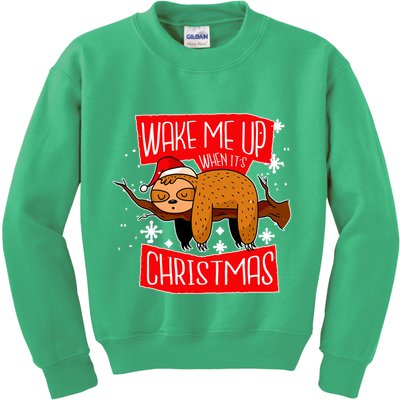 Wake Me Up When It's Christmas Funny Sloth Kids Sweatshirt