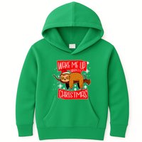 Wake Me Up When It's Christmas Funny Sloth Kids Hoodie