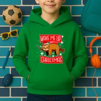 Wake Me Up When It's Christmas Funny Sloth Kids Hoodie