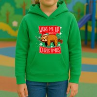 Wake Me Up When It's Christmas Funny Sloth Kids Hoodie