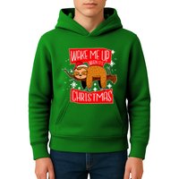 Wake Me Up When It's Christmas Funny Sloth Kids Hoodie