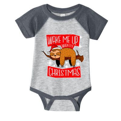 Wake Me Up When It's Christmas Funny Sloth Infant Baby Jersey Bodysuit