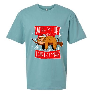 Wake Me Up When It's Christmas Funny Sloth Sueded Cloud Jersey T-Shirt