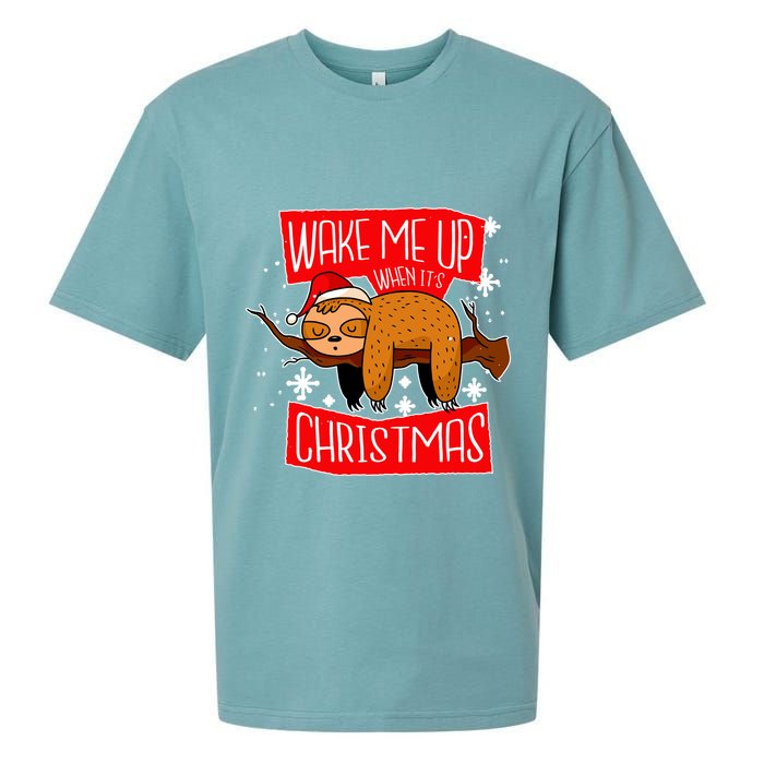Wake Me Up When It's Christmas Funny Sloth Sueded Cloud Jersey T-Shirt