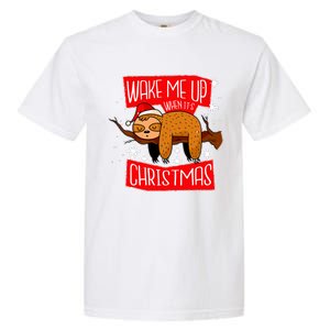 Wake Me Up When It's Christmas Funny Sloth Garment-Dyed Heavyweight T-Shirt