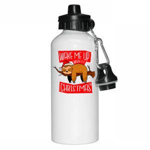 Wake Me Up When It's Christmas Funny Sloth Aluminum Water Bottle