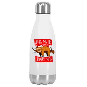 Wake Me Up When It's Christmas Funny Sloth Stainless Steel Insulated Water Bottle