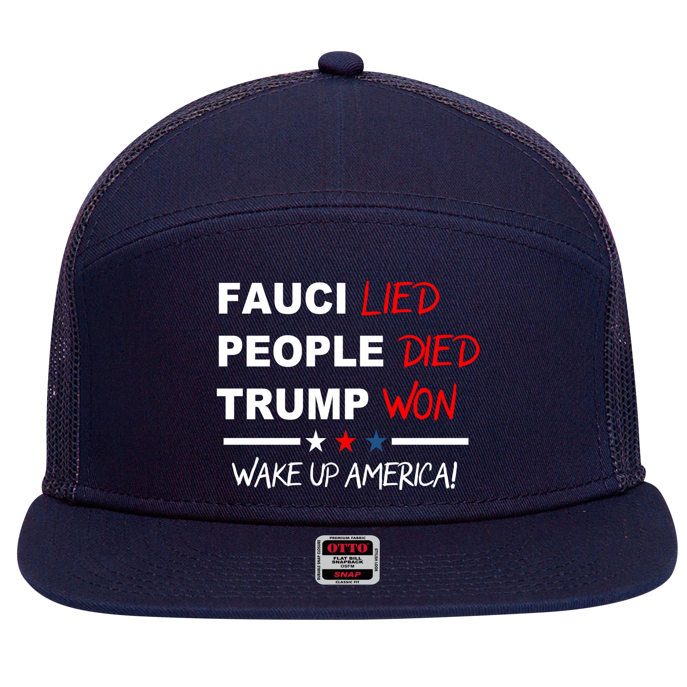 Wake Up America 7 Panel Mesh Trucker Snapback Hat
