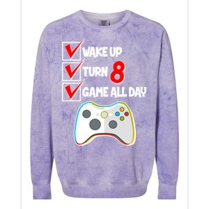 Wake Up Turn Eight Game All Day 8th Birthday Colorblast Crewneck Sweatshirt