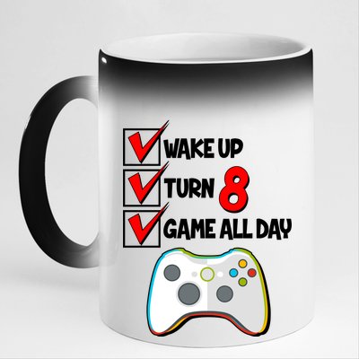 Wake Up Turn Eight Game All Day 8th Birthday 11oz Black Color Changing Mug