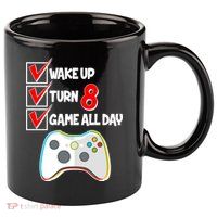 Wake Up Turn Eight Game All Day 8th Birthday 11oz C Handle Ceramic Mug