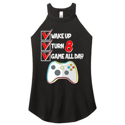 Wake Up Turn Eight Game All Day 8th Birthday Women's Perfect Tri Rocker Tank