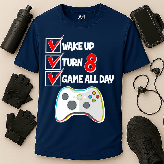 Wake Up Turn Eight Game All Day 8th Birthday Performance Shirt