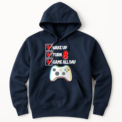 Wake Up Turn Eight Game All Day 8th Birthday Hoodie