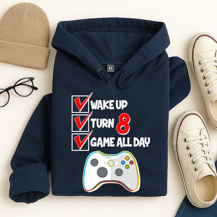 Wake Up Turn Eight Game All Day 8th Birthday Hoodie