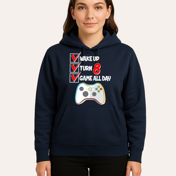 Wake Up Turn Eight Game All Day 8th Birthday Hoodie