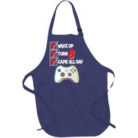 Wake Up Turn Eight Game All Day 8th Birthday Full-Length Apron With Pockets