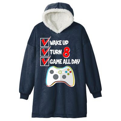 Wake Up Turn Eight Game All Day 8th Birthday Hooded Wearable Blanket