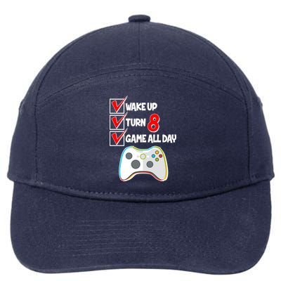 Wake Up Turn Eight Game All Day 8th Birthday 7-Panel Snapback Hat