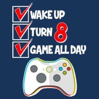 Wake Up Turn Eight Game All Day 8th Birthday 7-Panel Snapback Hat