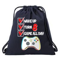 Wake Up Turn Eight Game All Day 8th Birthday Drawstring Bag